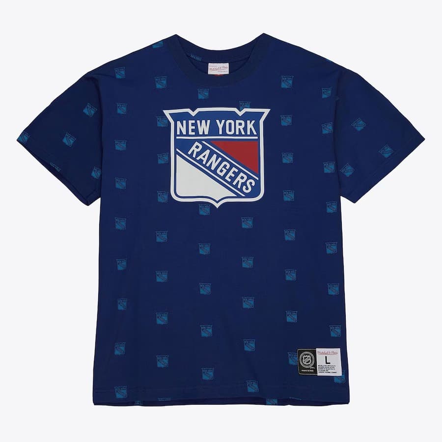 Футболка Mitchell & Ness Blue New York Rangers Allover Print T-Shirt