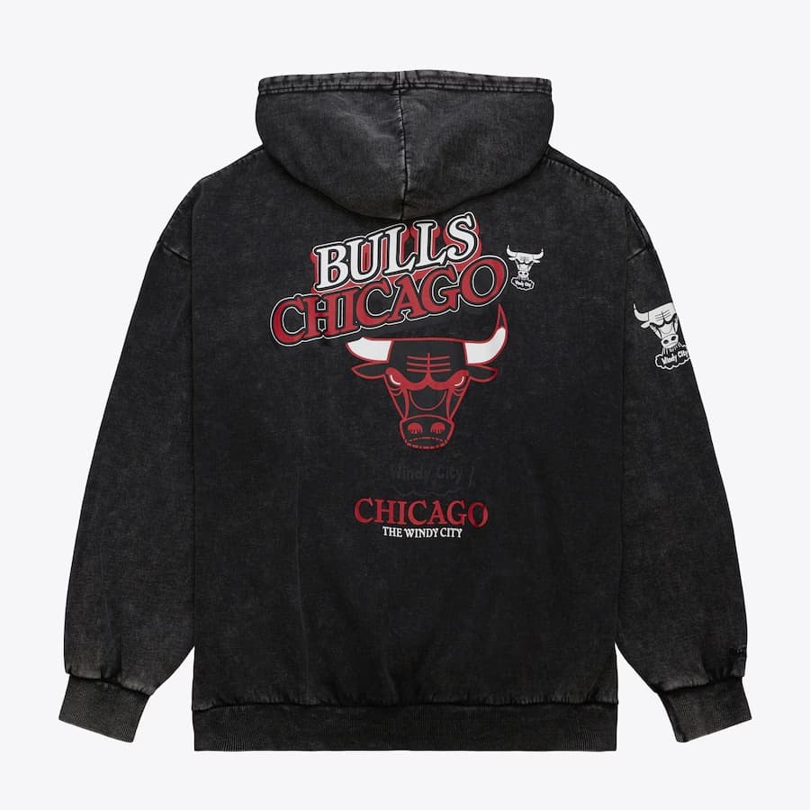 Худи Mitchell & Ness Black Chicago Bulls Oversized Graphic Pullover Hoodie