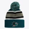 Mitchell-Ness-Teal-San-Jose-Sharks-Stripe-Cuffed-Knit-Hat-with-Pom-100x100