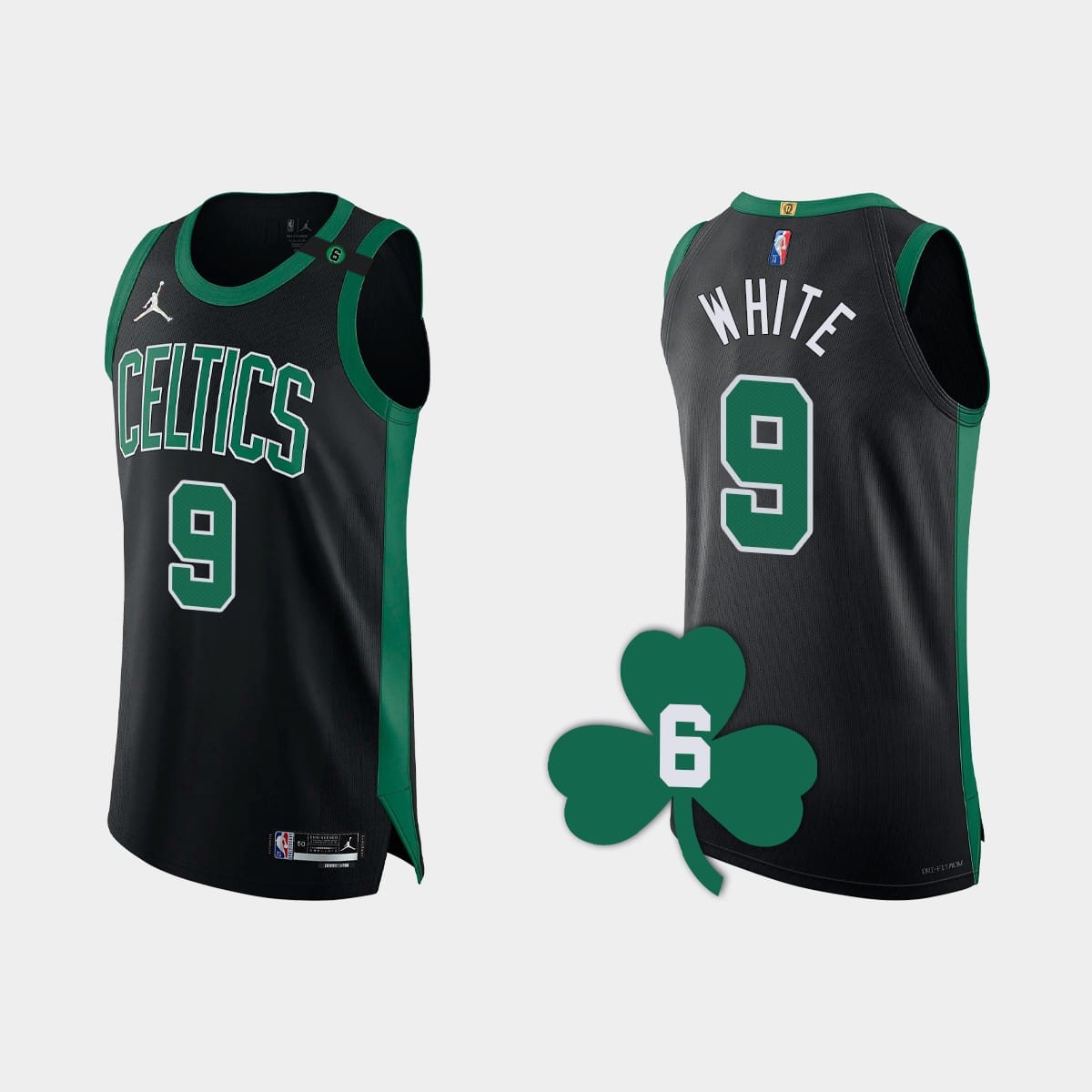 Баскетбольная джерси 2022-23 Boston Celtics #9 Derrick White Black Authentic Retired Number Jersey