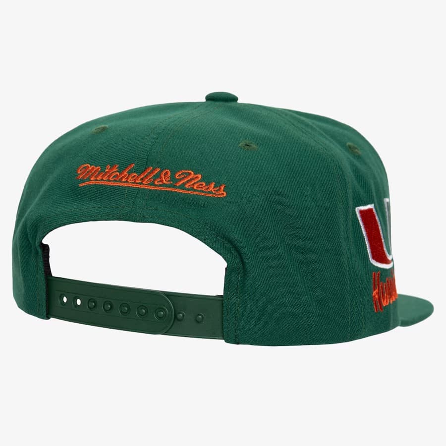 Бейсболка Mitchell & Ness Green Miami Hurricanes Just Don Team Snapback Hat
