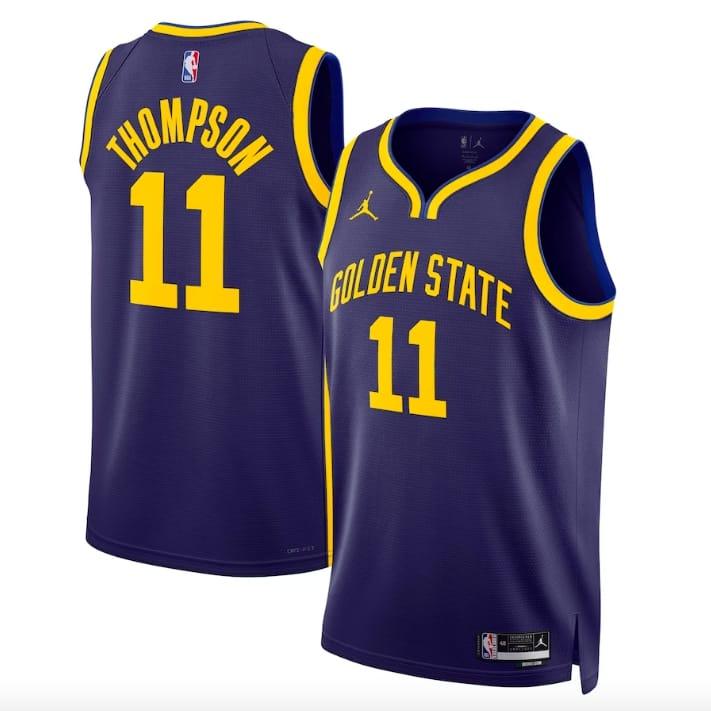 Баскетбольная джерси 2022-23 Golden State Warriors #11 Klay Thompson Jordan Statement Navy Jersey