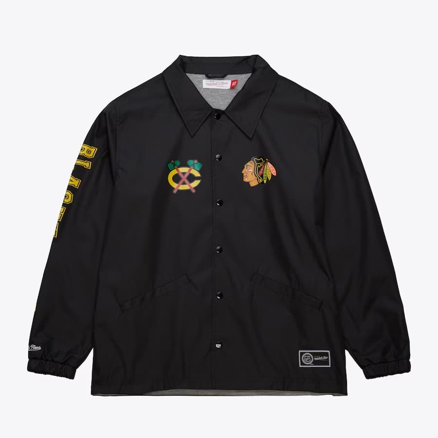 Куртка на пуговицах Mitchell & Ness Black Chicago Blackhawks Full-Snap Coaches Jacket