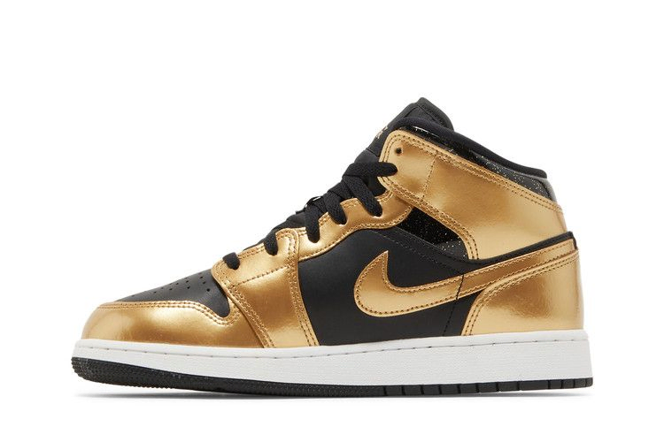 Кроссовки Air Jordan 1 Mid SE GS 'Metallic Gold Black'