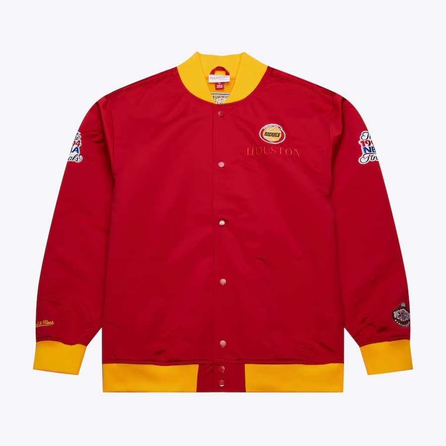 Бомбер Mitchell & Ness Red Houston Rockets Team OG 3.0 Satin Full Snap Jacket