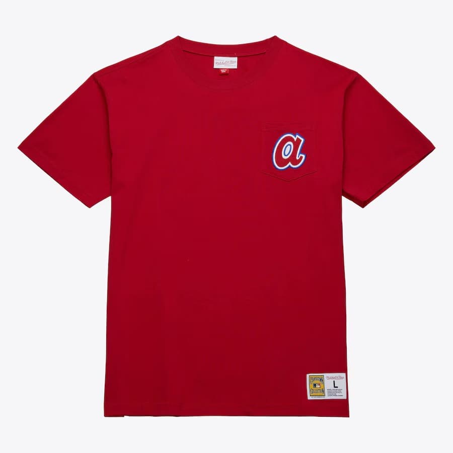 Футболка Mitchell & Ness Red Atlanta Braves Cooperstown Collection Premium Pocket T-Shirt