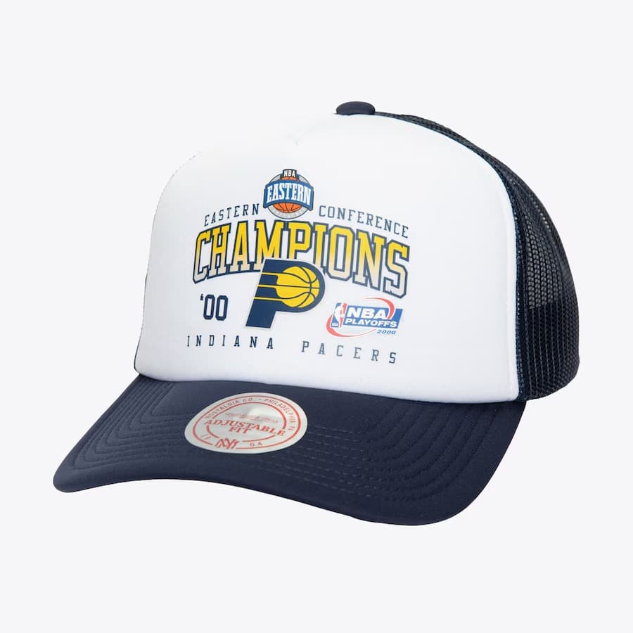 Бейсболка Mitchell & Ness White Indiana Pacers Champions Trucker Snapback Hat