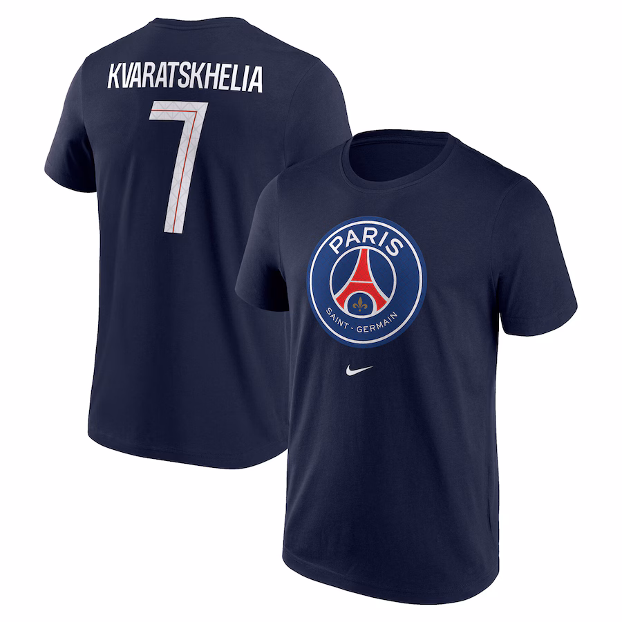 Футбольное джерси PSG Nike Kvaratskhelia 7 Graphic T-Shirt - Navy - Mens