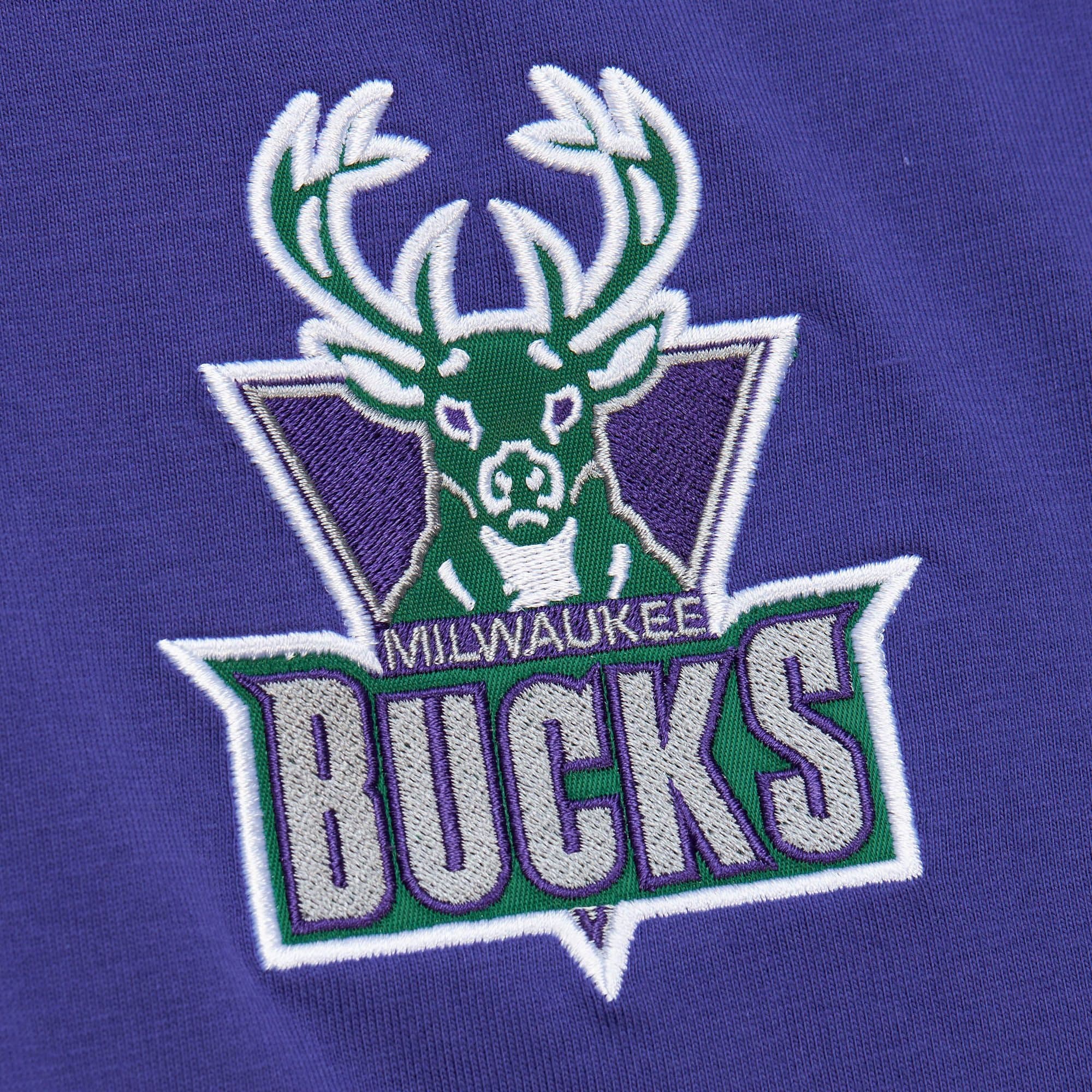 Футболка Mitchell & Ness Jacquard Ringer SS Tee Vintage Logo Milwaukee Bucks