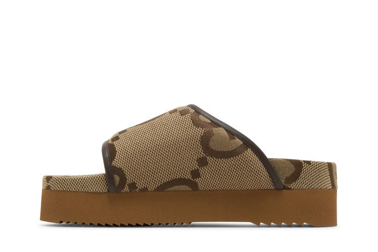 Кроссовки Gucci Wmns Jumbo GG Platform Slide 'Camel Ebony Monogram'