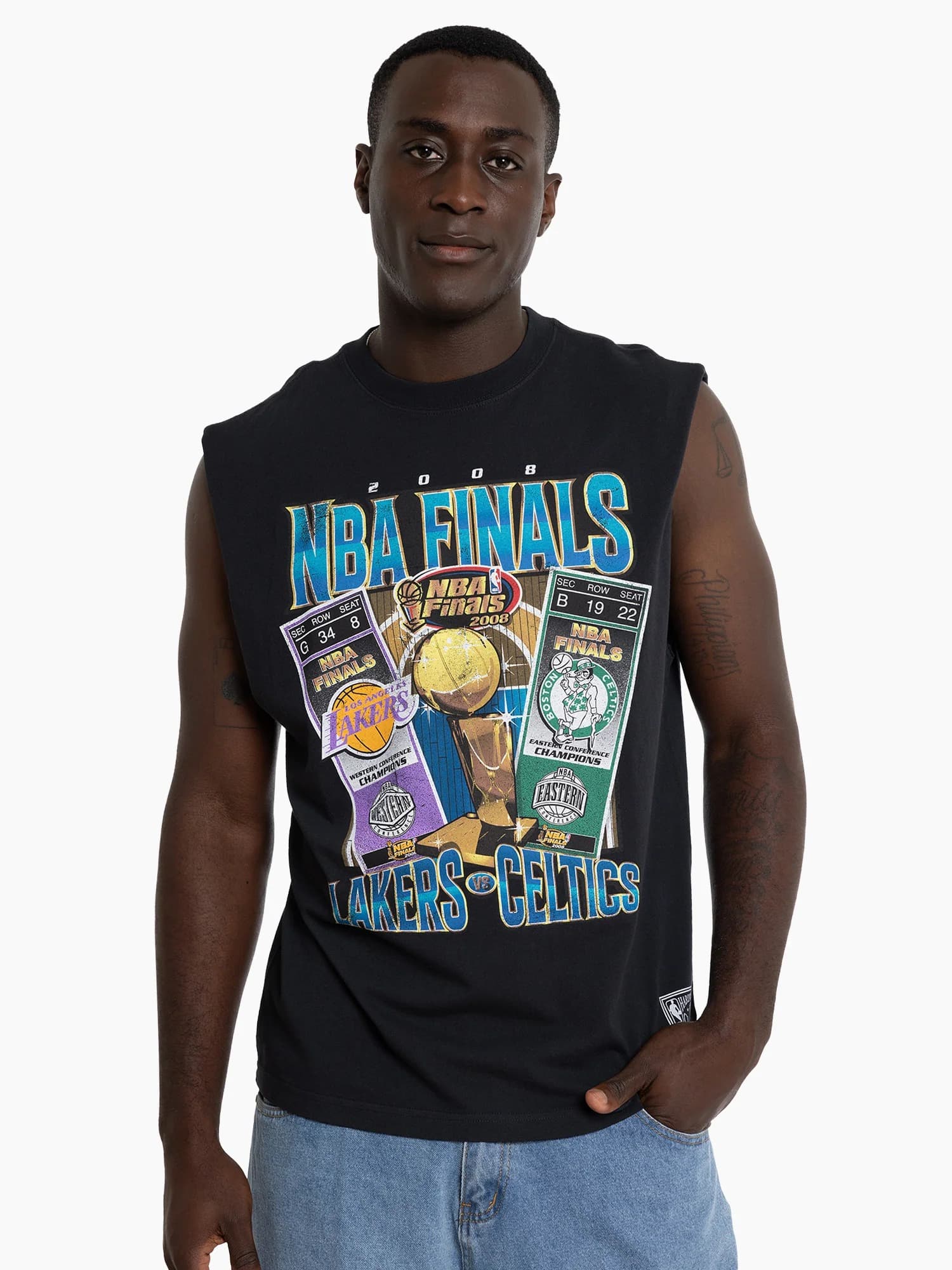 Спортивная майка Mitchell & Ness 2008 NBA FINALS Tickets Lakers Vs Celtics NBA Muscle Tank