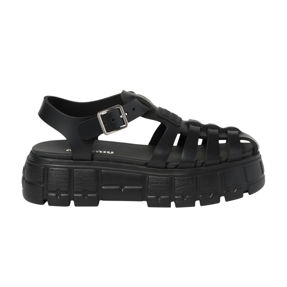 Miu Miu Wmns Soft Cage Flatform Sandal 'Black'