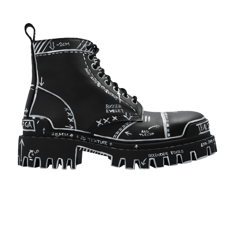 Кроссовки Balenciaga Strike Lace-Up Boot 'Marker Pen Print - Black'