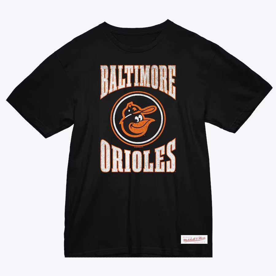 Футболка Mitchell & Ness Black Baltimore Orioles Arched Logo Slub T-Shirt