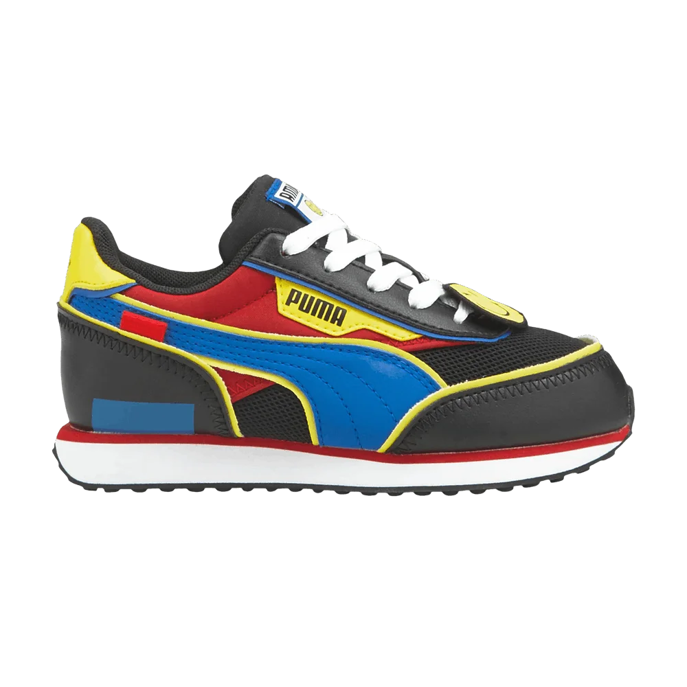 Krossovki-Puma-SmileyWorld-x-Future-Rider-Little-Kid-Black-Royal-Blue