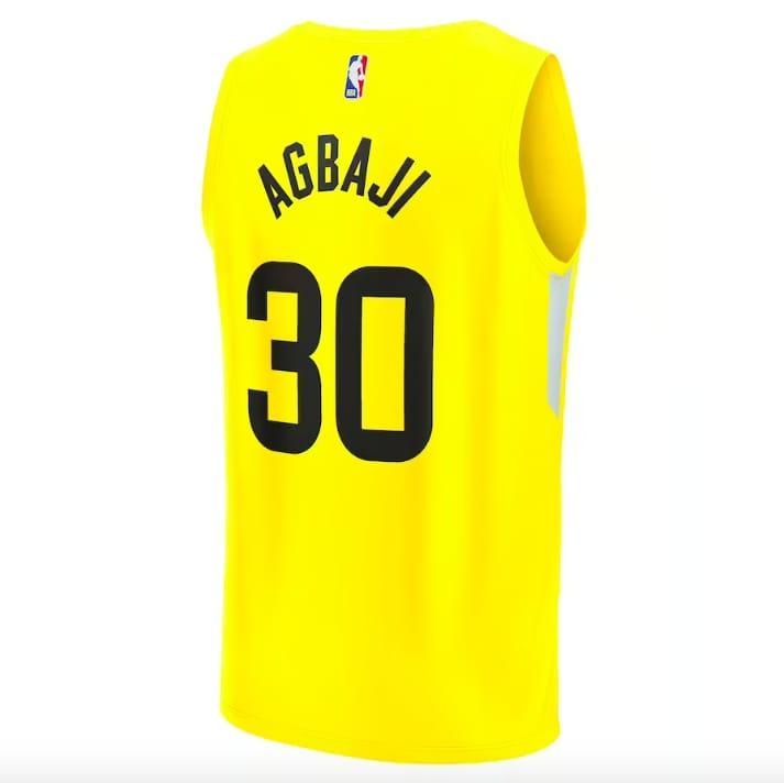 Баскетбольная джерси 2022-23 Utah Jazz #30 Ochai Agbaji Fast Break Icon Yellow Jersey