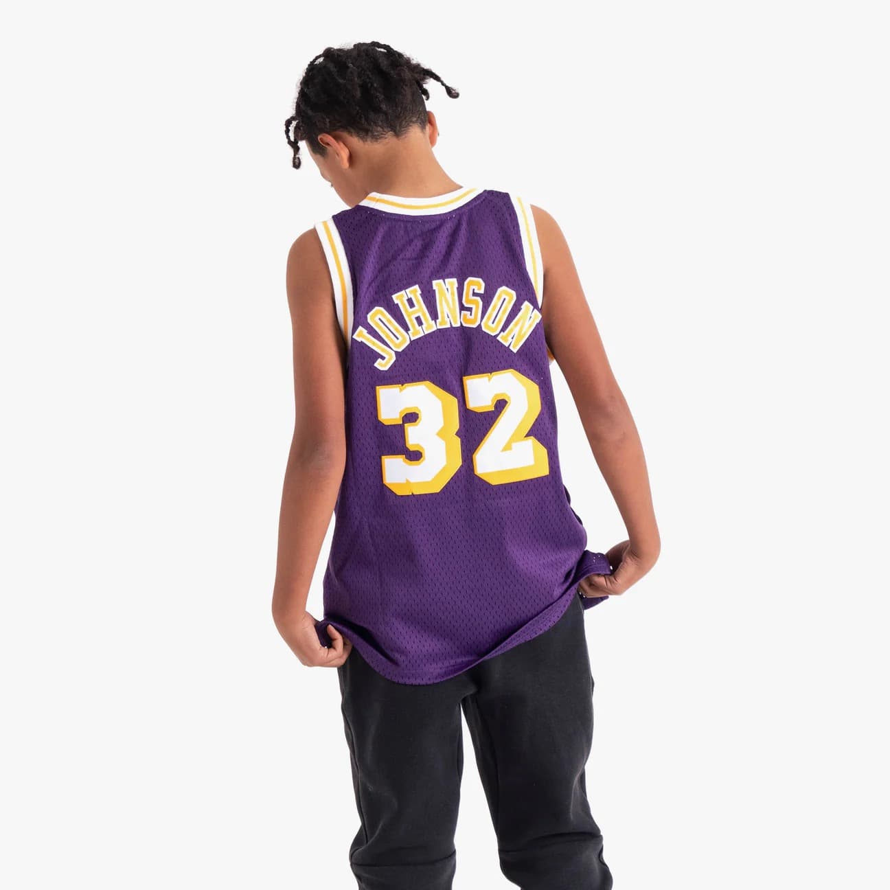 Баскетбольная джерси 1984-85 Los Angeles Lakers Magic Johnson #32 Youth Swingman Hardwood Classics Purple Jersey