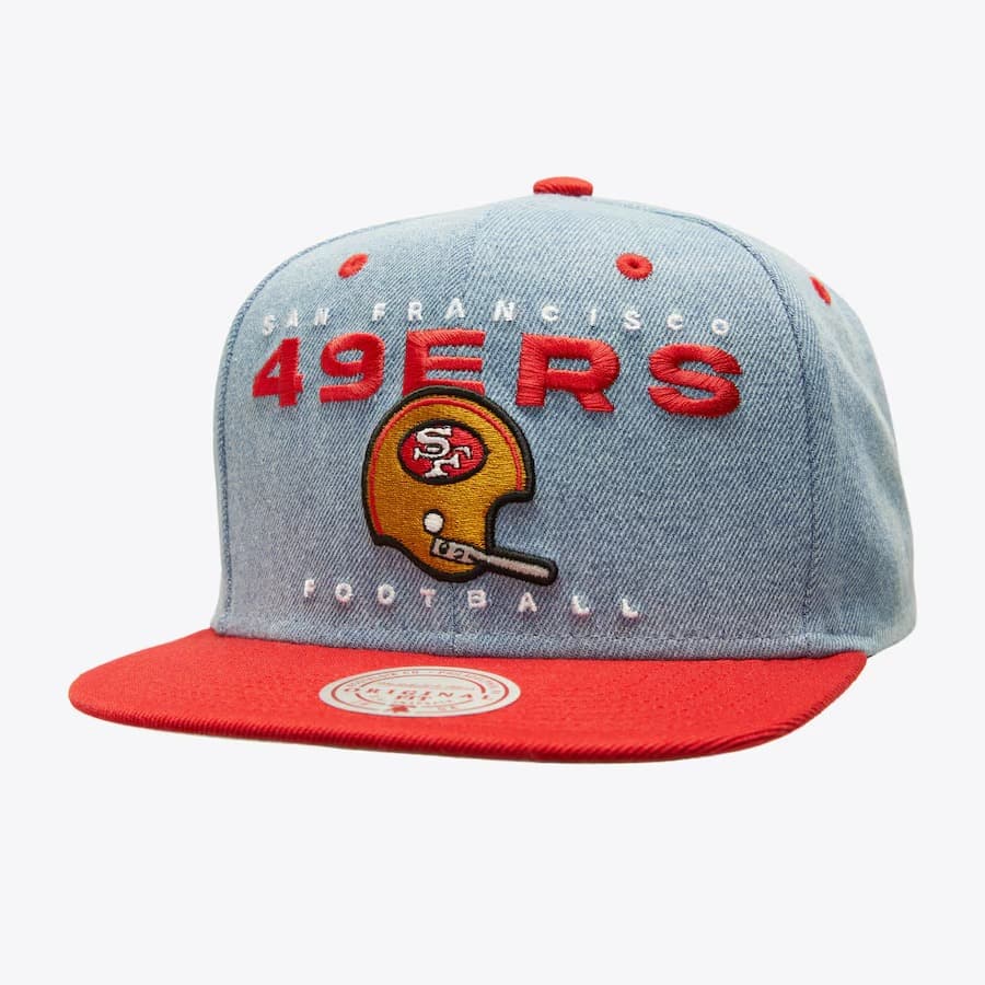 Бейсболка Mitchell & Ness Light Blue San Francisco 49ers D-Stressed Snapback Hat