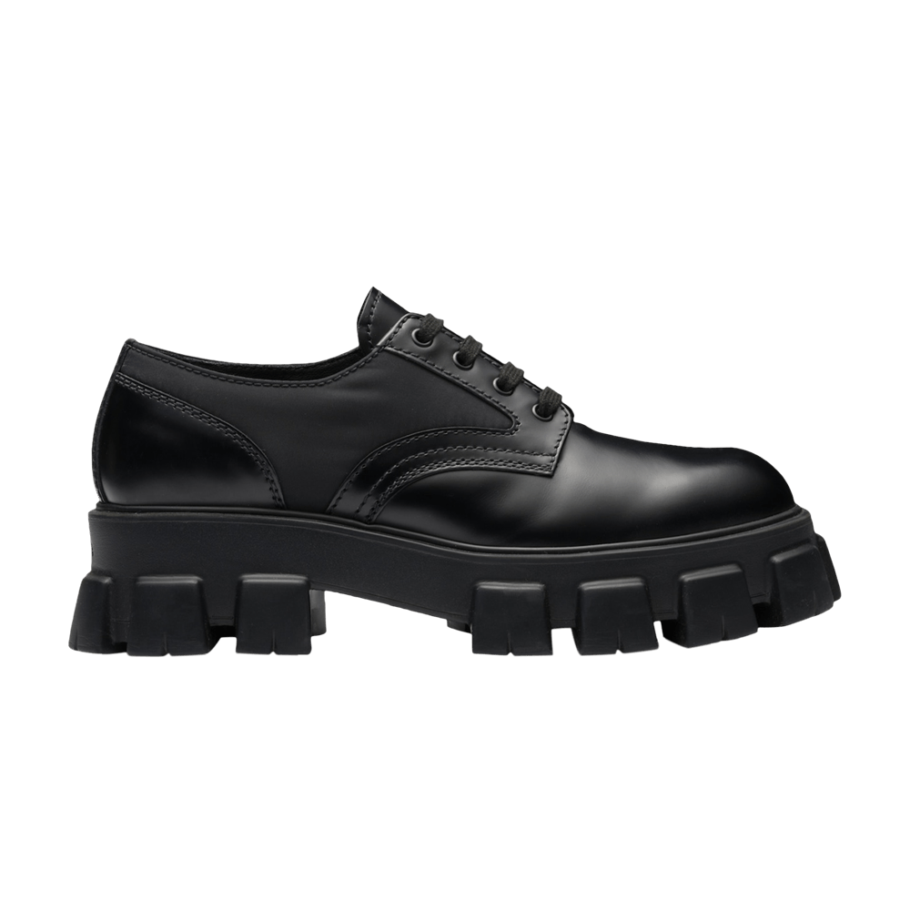 Кроссовки Prada Monolith Brushed Leather and Nylon Lace Up 'Black'