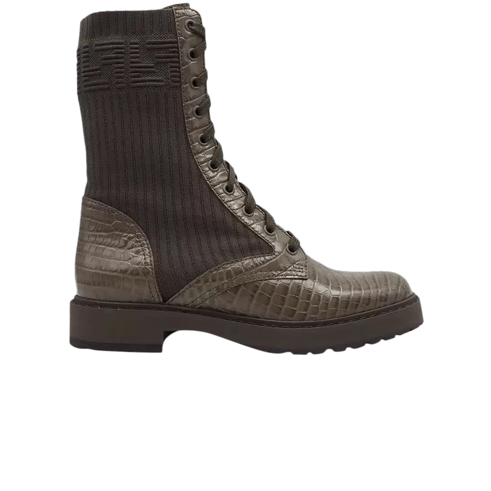 Fendi Wmns FF Rockoko Biker Boot 'Brown Croc'
