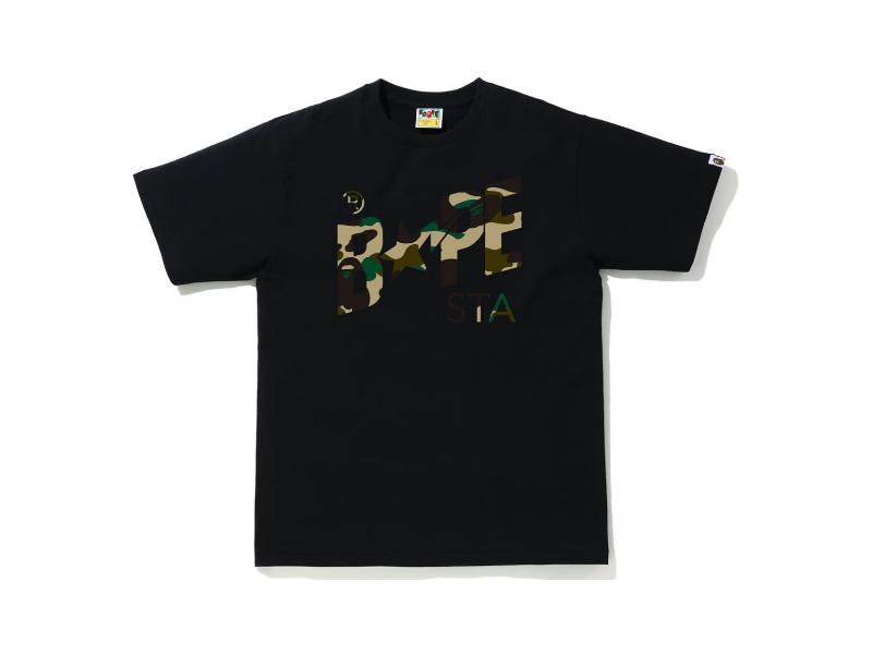 Футболка BAPE 1st Camo Bapesta Logo Tee Black/Yellow