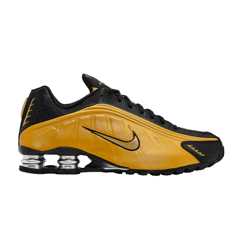 Krossovki-Nike-Wmns-Shox-R4-Black-Metallic-Gold