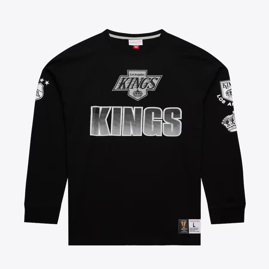 Лонгслив Mitchell & Ness Black Los Angeles Kings Vintage Logo Allover Long Sleeve T-Shirt