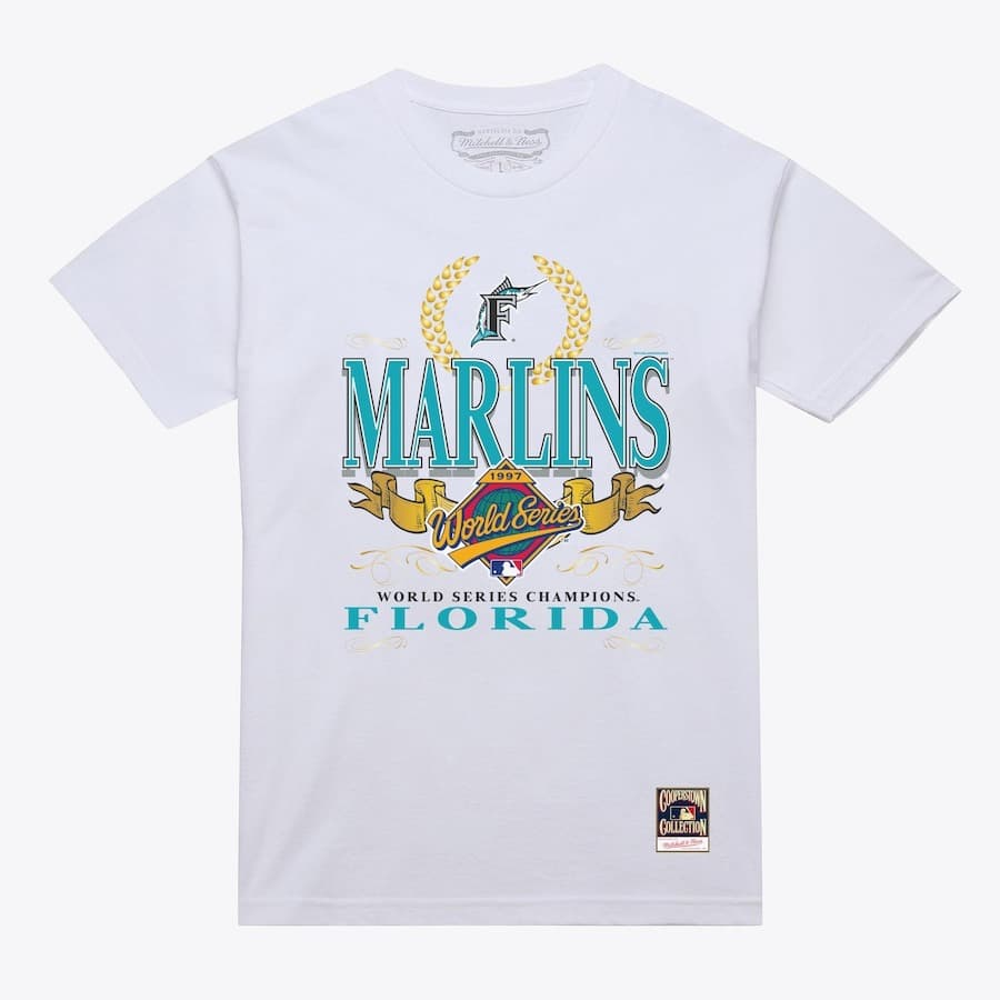 Футболка Mitchell & Ness White Florida Marlins Pennant Chase T-Shirt