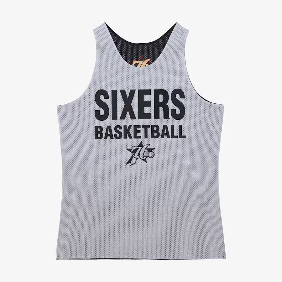 Майка Mitchell & Ness Black Philadelphia 76ers Vintage Logo Mesh Practice Tank Top