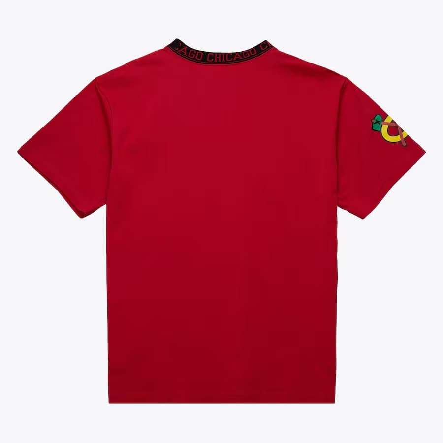 Футболка Mitchell & Ness Red Chicago Blackhawks Jacquard Ringer T-Shirt