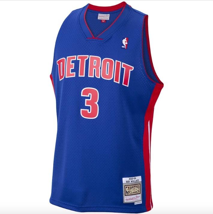 Баскетбольная джерси 2003-04 Detroit Pistons #3 Ben Wallace Mitchell & Ness Swingman Blue Jersey