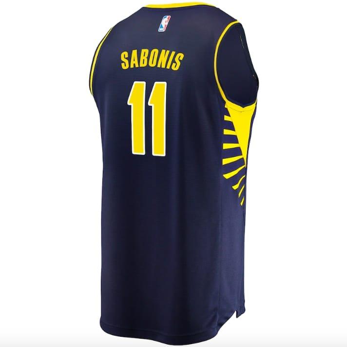 Баскетбольная джерси Indiana Pacers  #11 Domantas Sabonis Fast Break Icon Navy Jersey