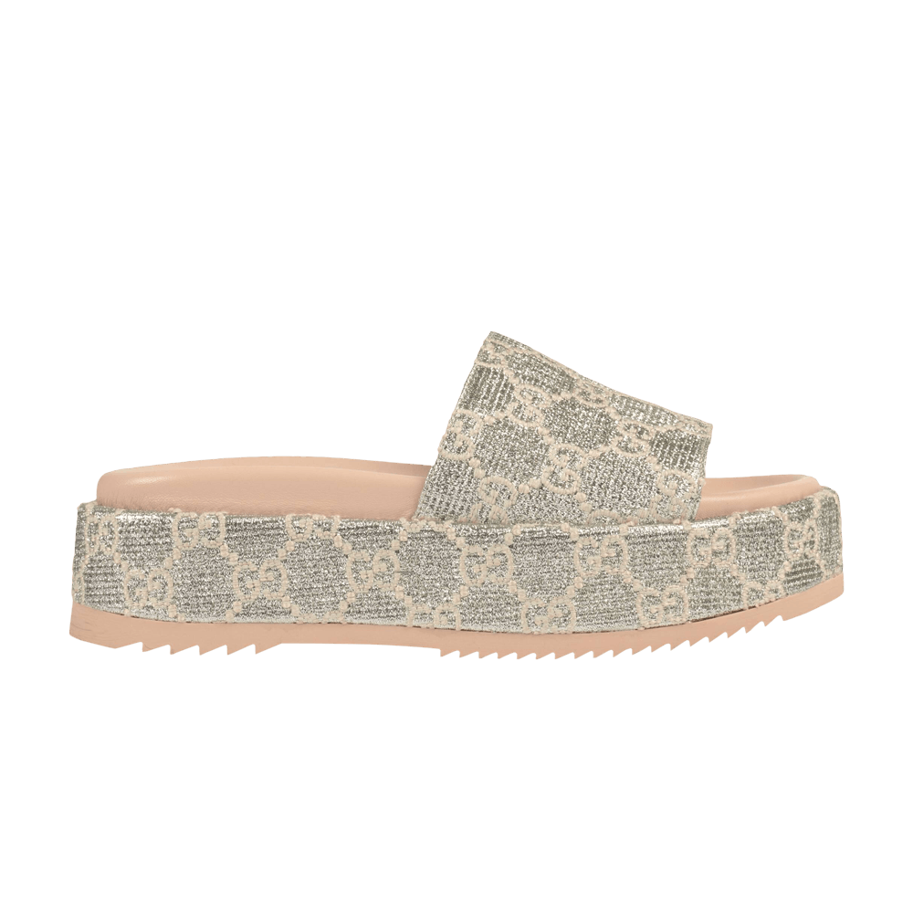 Сандалии Gucci Wmns GG Lame Slide Sandal 'Silver'
