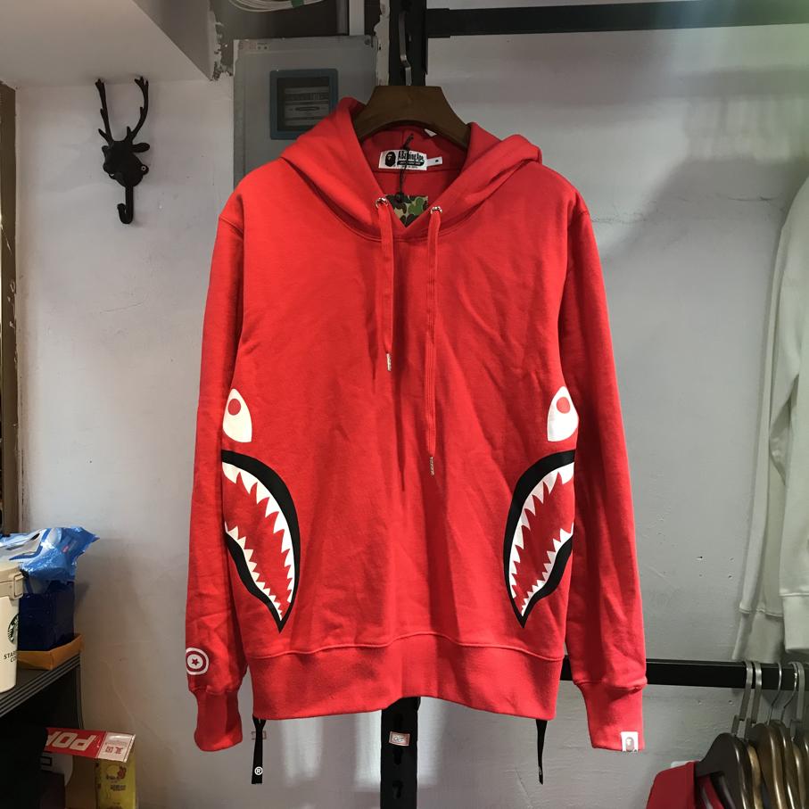 Худи BAPE Side Zip Shark Wide Pullover Hoodie Red