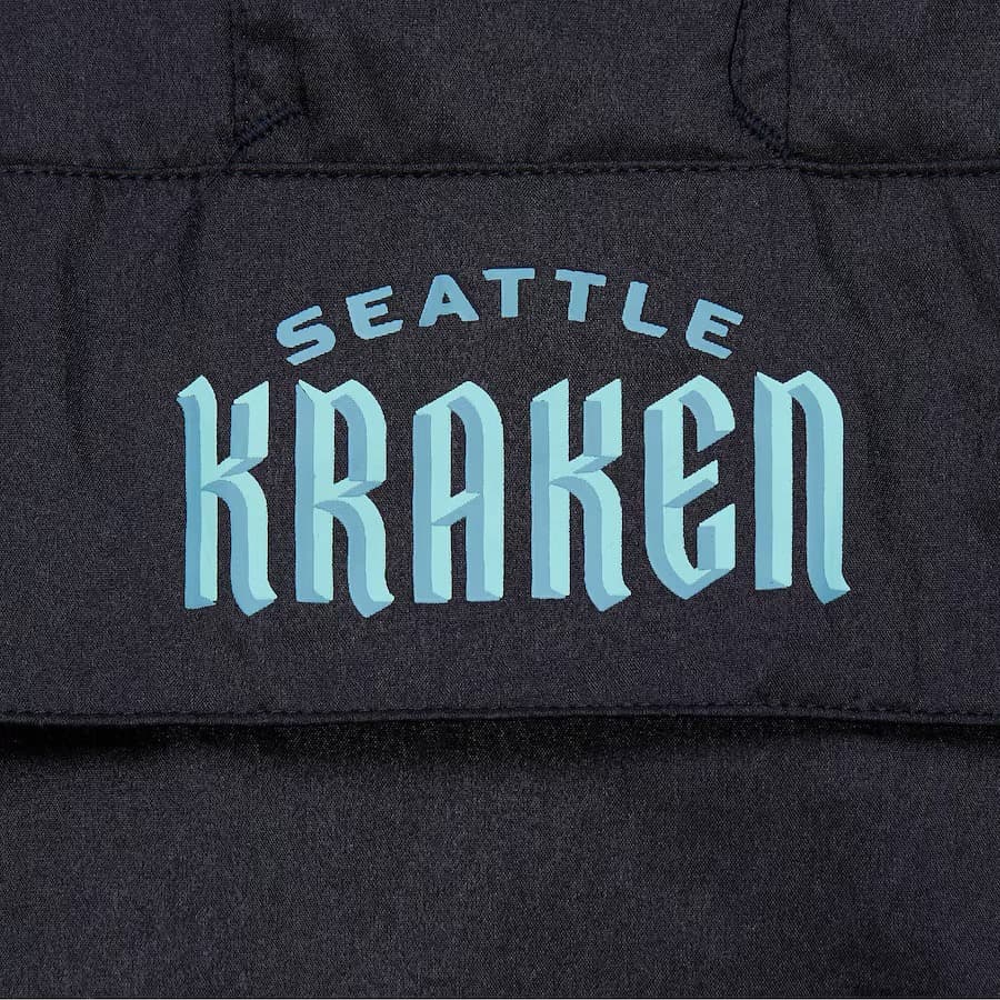 Анорак Mitchell & Ness Deep Sea Blue Seattle Kraken Team OG 2.0 Anorak Quarter-Zip Hoodie Windbreaker Jacket