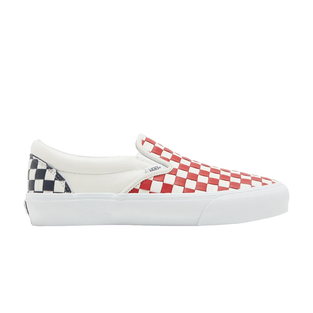 Vans-Classic-Slip-On-VLT-LX-Leather-Woven-Red