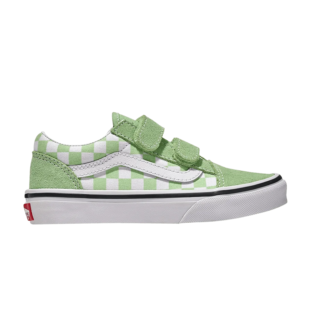 Krossovki-Vans-Old-Skool-V-Kids-Checkerboard-Pistachio-Green