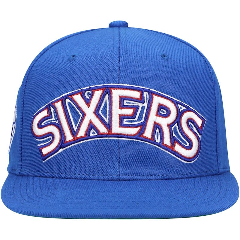 Кепка Men's Mitchell & Ness Royal Philadelphia 76ers Hardwood Classics XL Wordmark Snapback Hat