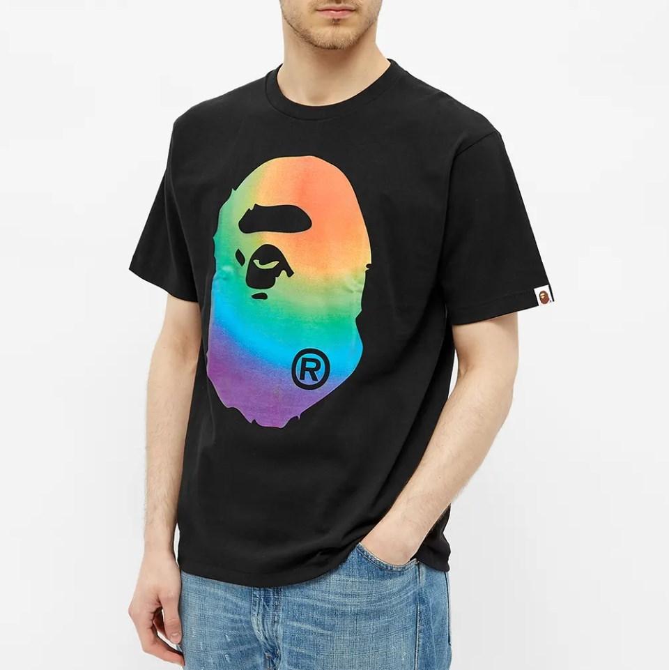 Футболка BAPE A Bathing Ape Rainbow Big Ape Head Tee Black
