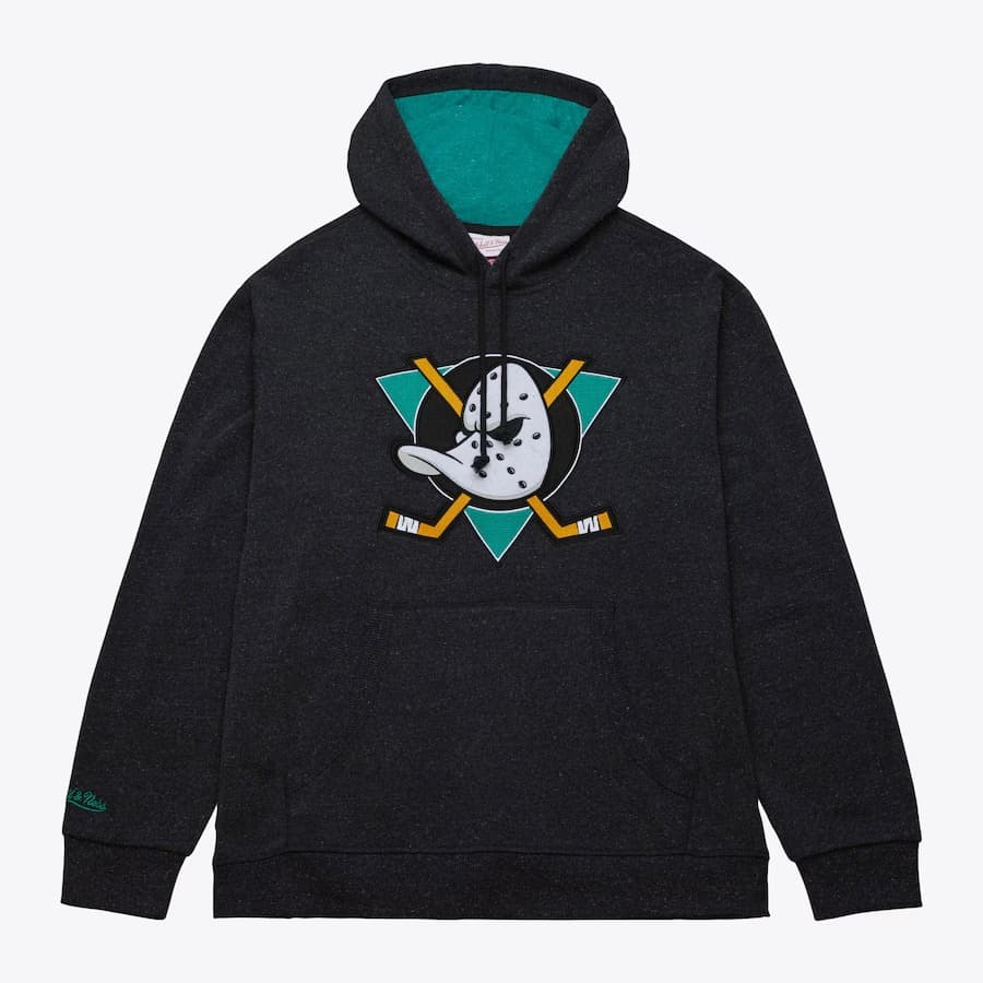 Худи Mitchell & Ness Black Anaheim Ducks Snow Washed Fleece Pullover Hoodie