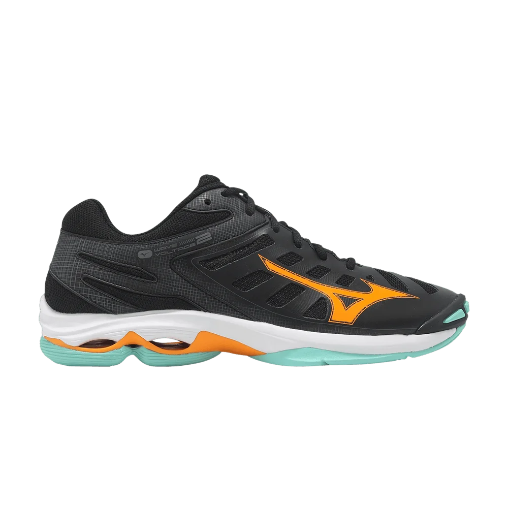 Krossovki-Mizuno-Wave-Voltage-2-Black-Tangelo-Ice-Green
