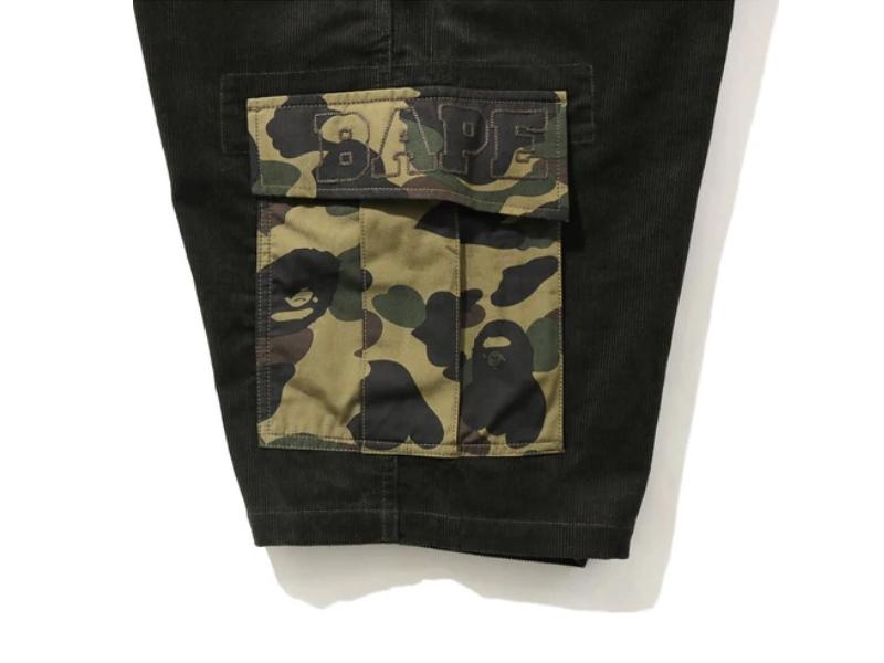 Спортивные шорты BAPE 1st Camo Corduroy Wide 6Pocket Shorts Olivedrab