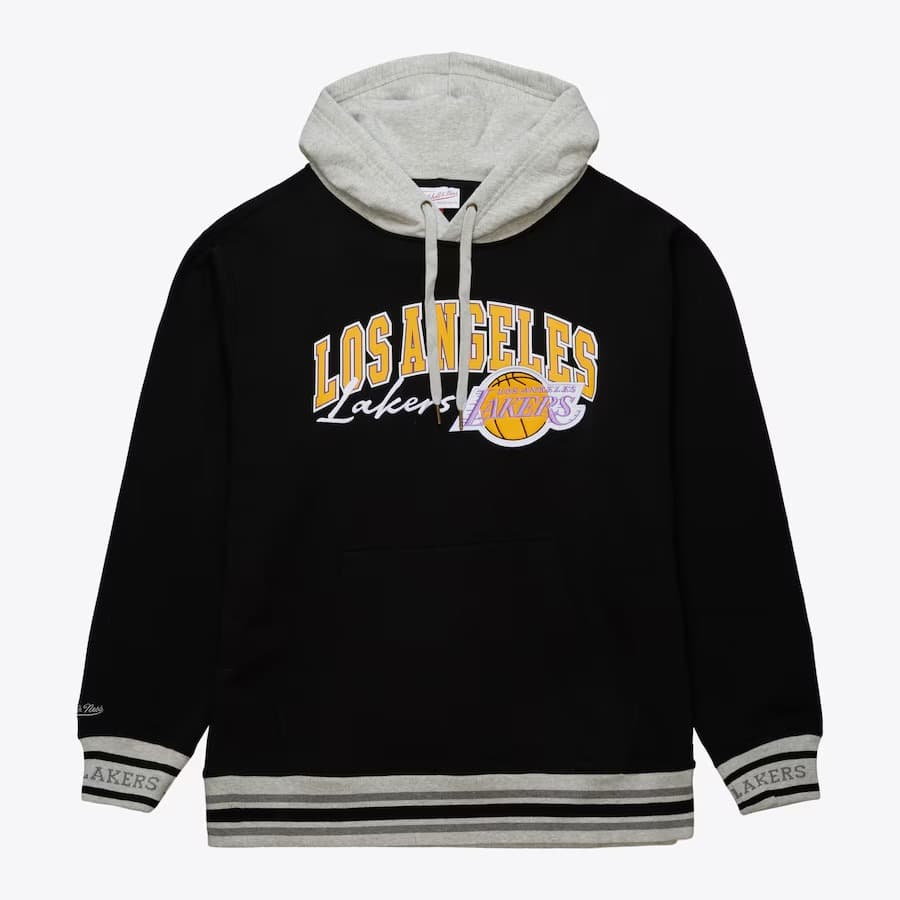 Худи Mitchell & Ness Black Los Angeles Lakers Snow Washed Fleece Pullover Hoodie