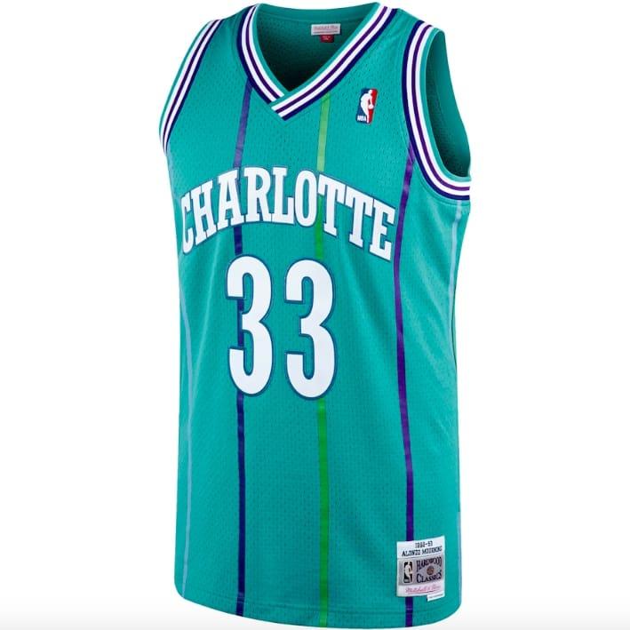 Баскетбольная джерси 1992-93 Charlotte Hornets #33 Alonzo Mourning Mitchell & Ness Teal Jersey