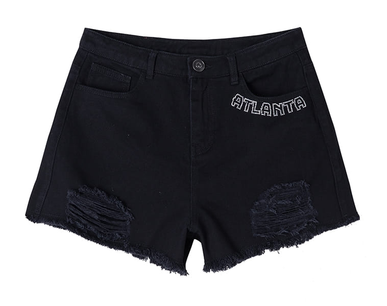 Спортивные шорты 2018 NBA Atlanta Hawks Black/White Jeans Shorts