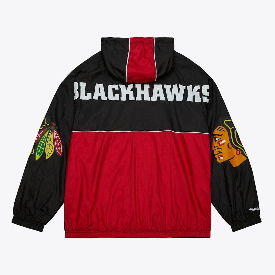 Анорак Mitchell & Ness Black Chicago Blackhawks Team 2.0 Anorak Quarter-Zip Windbreaker Jacket