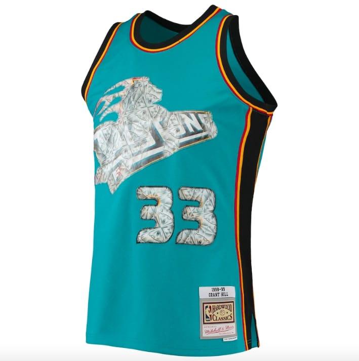 1996-97-Detroit-Pistons-33-Grant-Hill-Mitchell-Ness-NBA-75th-Anniversary-Diamond-Teal-Jersey-3