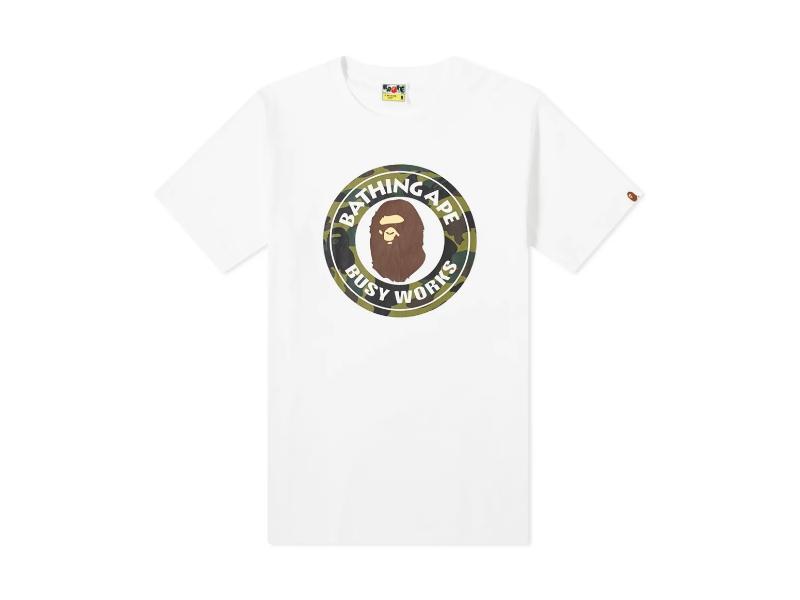 Футболка BAPE 1st Camo Busy Works Tee (SS21) White/Green