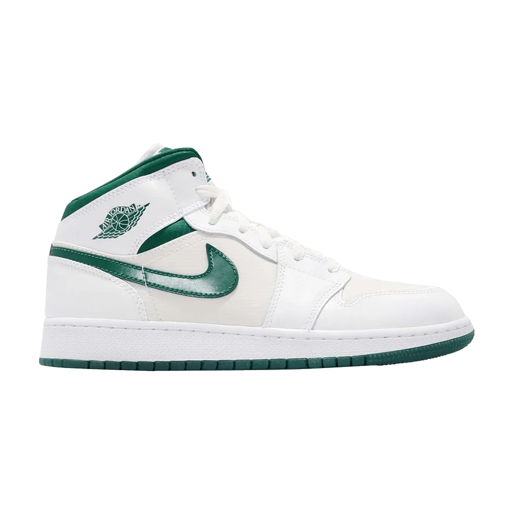 Krossovki-Air-Jordan-1-Mid-SE-GC-GS-White-Mystic-Green