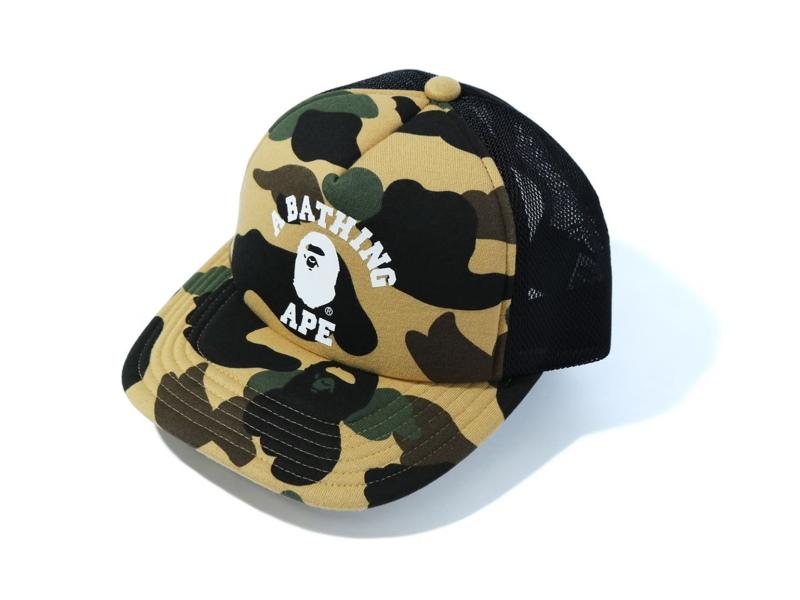 BAPE-1st-Camo-College-Mesh-Cap-Yellow